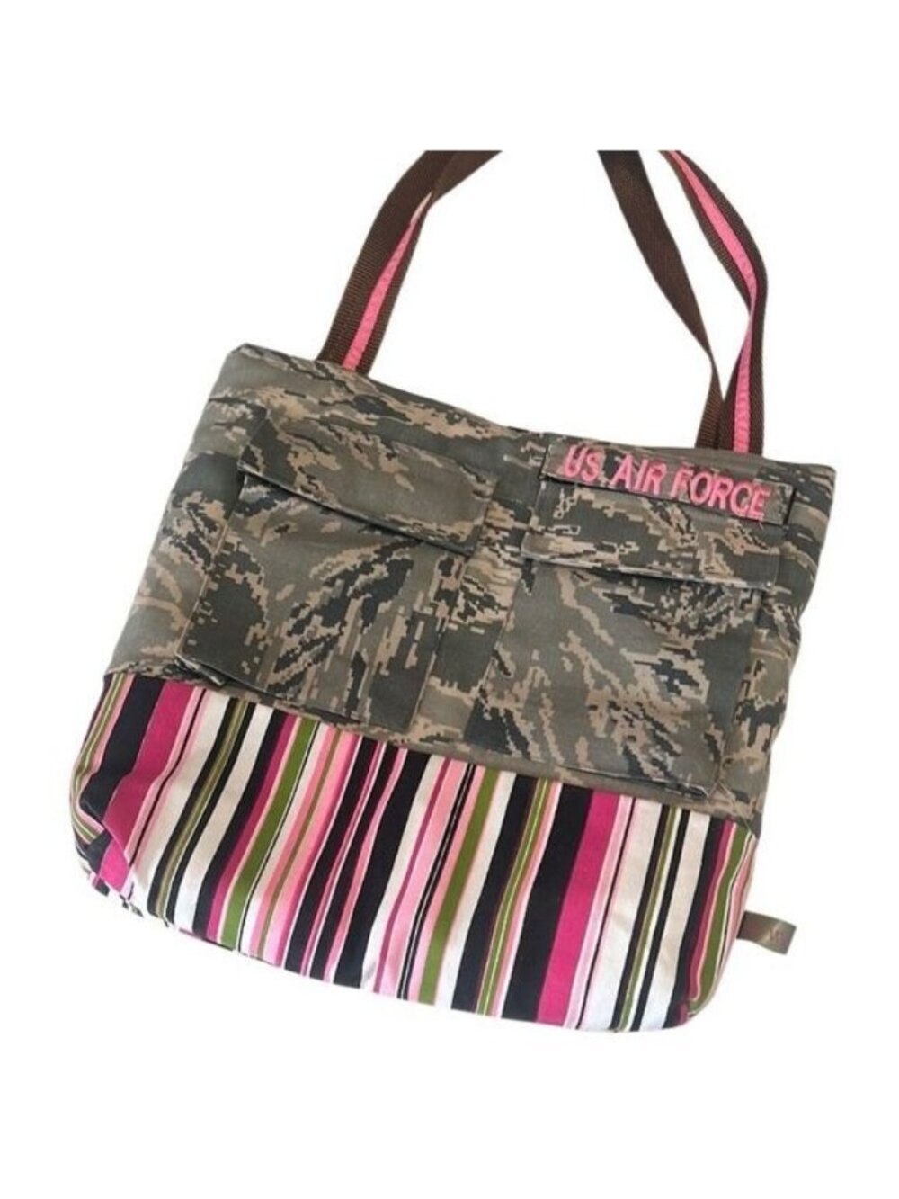 Air Force Camo and Striped Multicolor Tote Bag